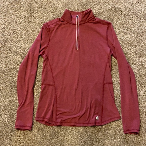 Carhartt Tops - Carhartt Quarter Zip Pull Over Burgundy Size Small 4 / 6